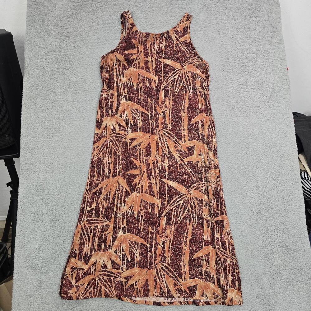 Vintage Hilo Hattie Hawaiian Maxi Dress XL Made in Hawaii Rayon Bamboo Tropical - Picture 12 of 16
